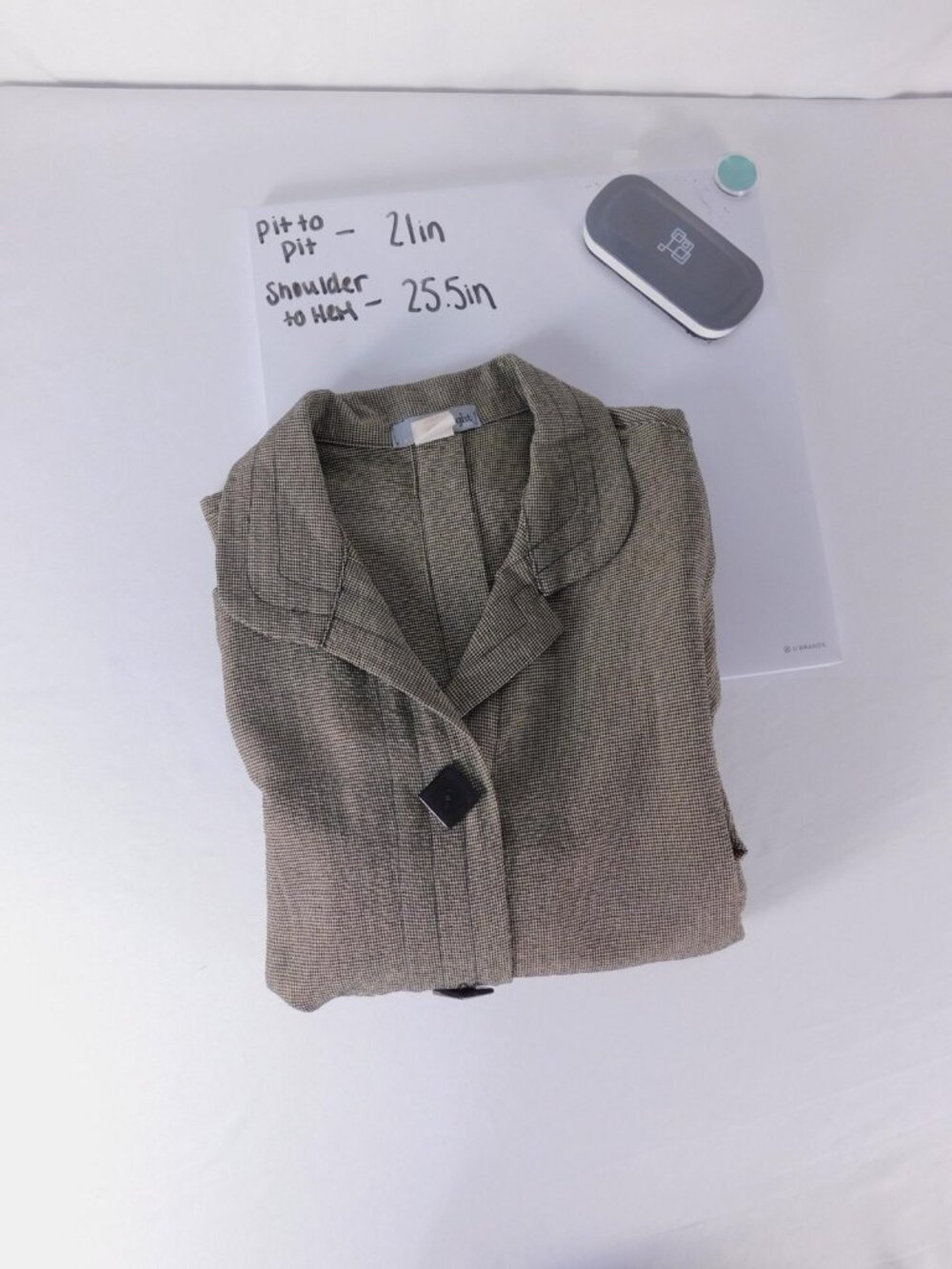 Moonlight Blazer Womens M Beige Check 3/4 Sleeve Button Front Pockets Jacket - Picture 12 of 12